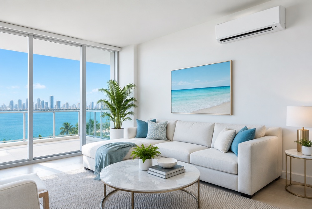 Finished ductless mini-split installation in a Miami home